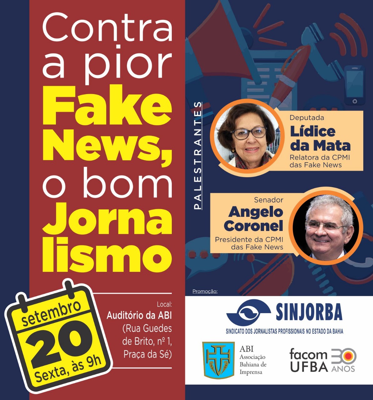 Presidente e relatora da CPMI das Fake News participam de debate nesta sexta-feira (20), em Salvador
